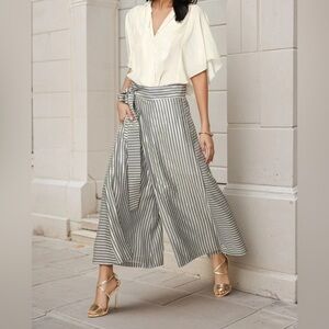 Eva Franco Blake Pant Gibson Stripe Metallic Wide Leg Size 12